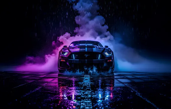 Picture Mustang, Ford, rain, Thunder