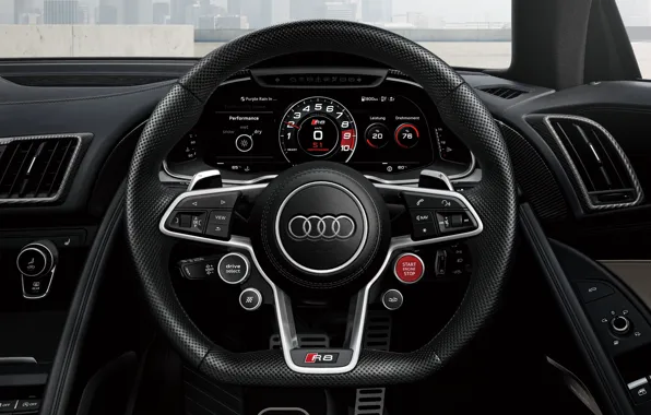 Audi, the wheel, Coupe, the instrument panel, V10, 2023, Audi R8 V10 Coupe, Japan final …