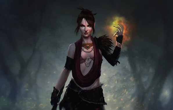 Morrigan, art, Dragon Age, witch, fan