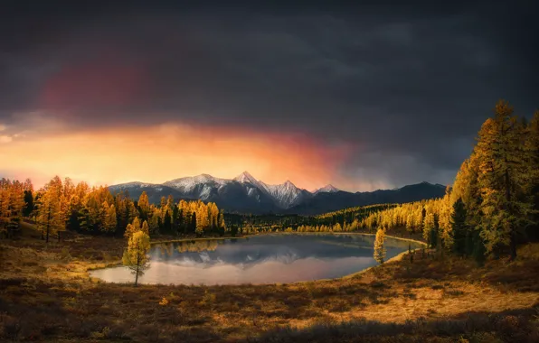 Picture autumn, mountains, lake