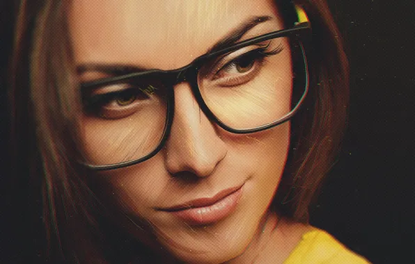 Eyes, look, girl, art, glasses