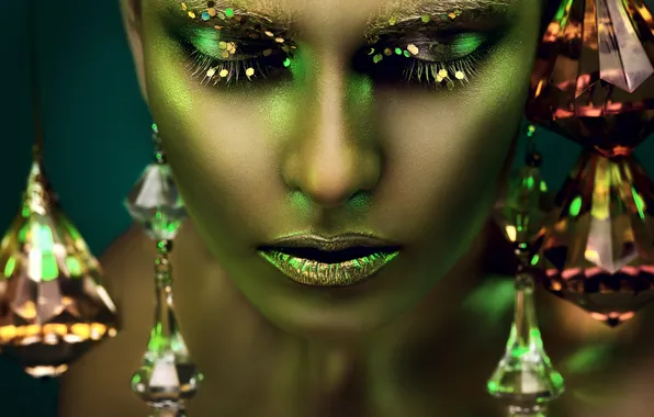 Girl, close-up, face, eyelashes, model, makeup, lips, neck