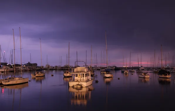 Sea, purple, the sky, color, water, sunset, surface, color