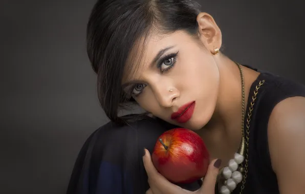 Picture girl, apples, portrait
