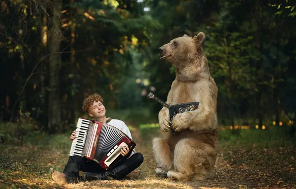 Forest, nature, pose, style, music, glade, the game, boy
