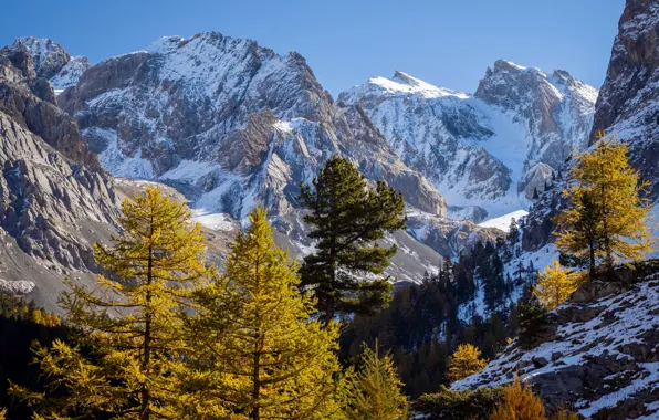 Winter, the sky, snow, mountains, nature, rocks, France, France