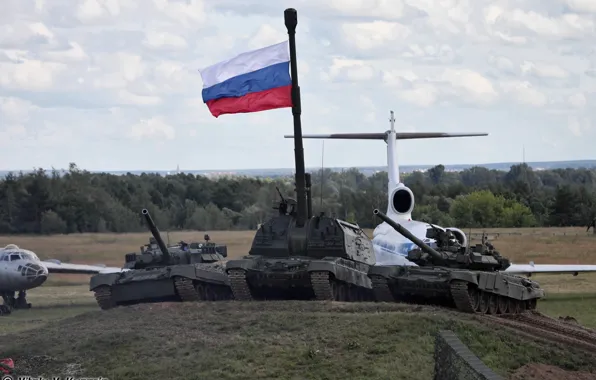 Picture Flag, Russia, Tanks, SAU, T-90, T-80, Msta-S