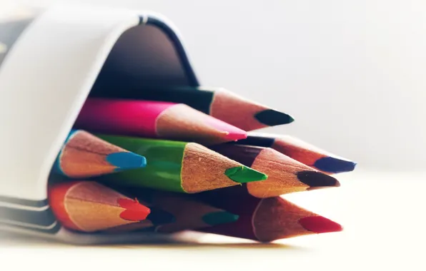 Pencils, colorful, bokeh