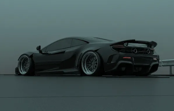 McLaren, Auto, Black, Machine, Car, Render, Black, Supercar