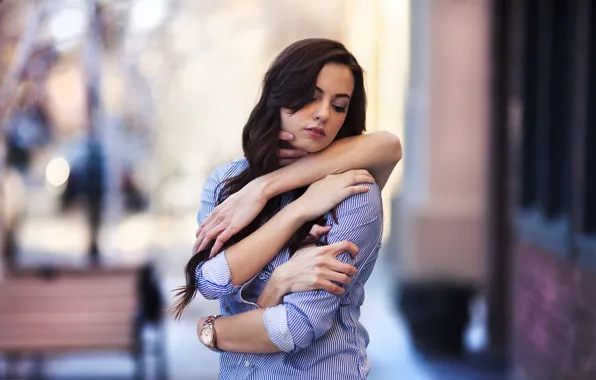 Picture girl, background, the situation, hands