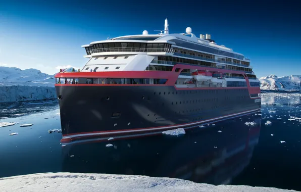 Picture Winter, The ocean, Sea, Liner, The ship, Nose, Arctic, Rendering