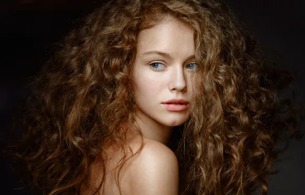 Picture girl, close-up, hair, portrait, beauty, curls, George Chernyadev, Georgy Chernyadyev