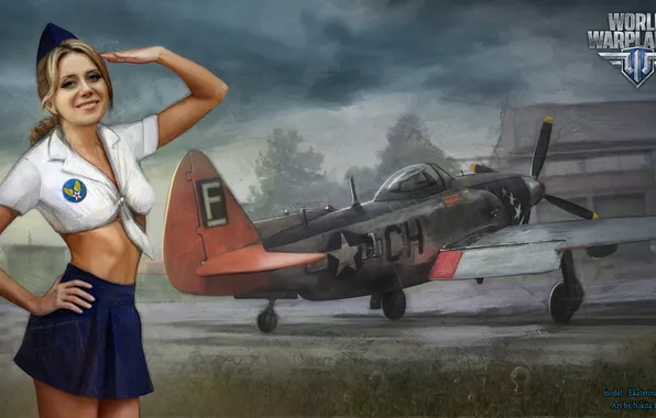 Picture girl, the plane, girl, aviation, air, MMO, Wargaming.net, World of Warplanes