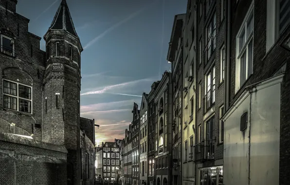 Tower, home, Amsterdam, channel, Netherlands