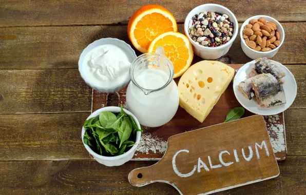 Orange, food, fish, cheese, milk, nuts, wood, sour cream