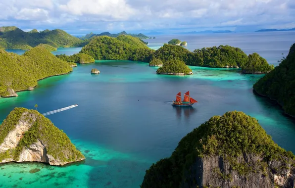 Picture Thailand, trees, sea, ocean, landscape, nature, island, hills