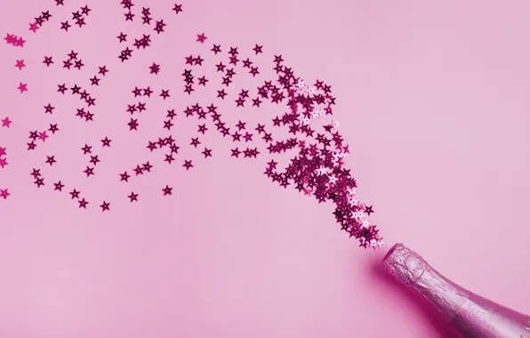 Holiday, wine, pink, glass, bottle, Christmas, New year, placer