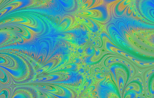 Abstraction, green, blue, pattern, spiral, fractal, ornament, the mathematical universe