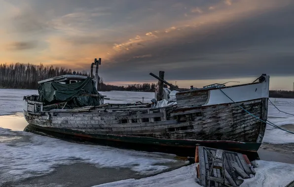 Landscape, river, Ghost Ship