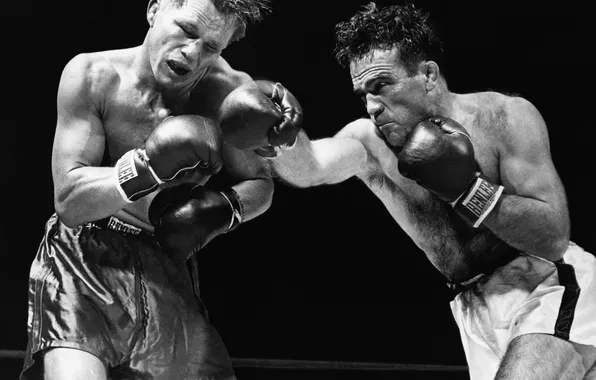 Picture Boxing, black white, Marcel Cerdan, Tony Zale