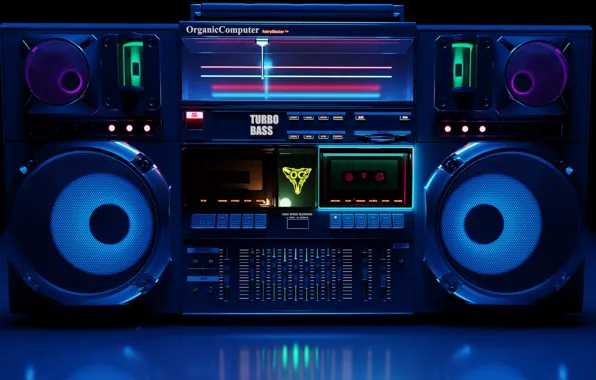 Music, Style, Background, 80s, Style, Tape, Neon, Rendering