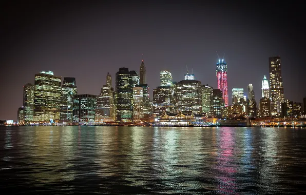 Picture night, the city, New York, skyscrapers, panorama