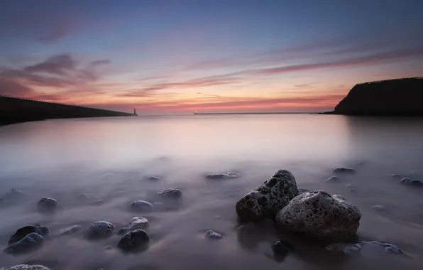 Sea, landscape, sunset, Mac