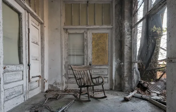 Picture house, chair, the door, naturalism