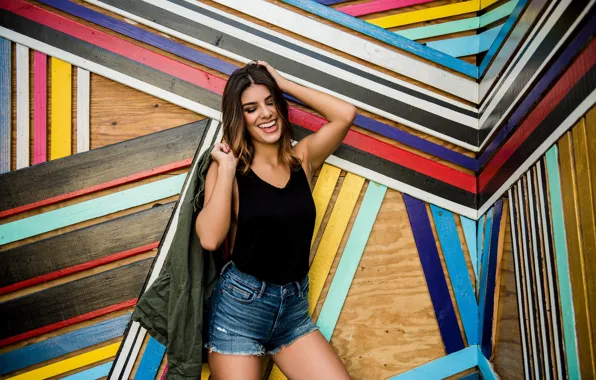 Joy, face, smile, style, background, model, hair, shorts