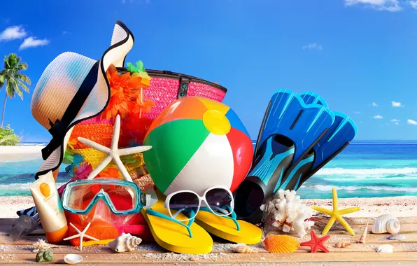 Sand, sea, beach, summer, the sky, palm trees, stay, vacation