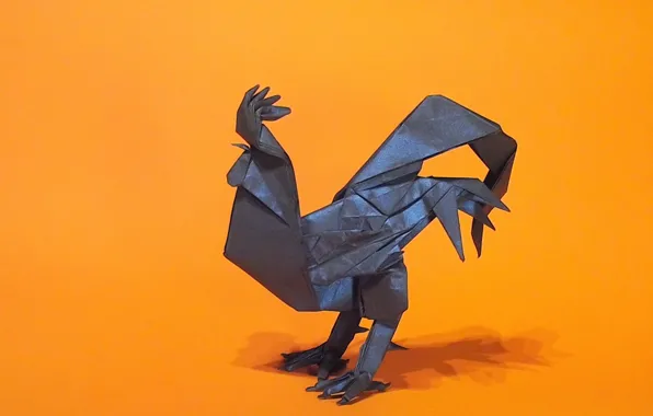 Paper, origami, cock