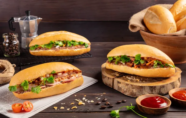 Meat, sandwich, tomato, sauce, ketchup, sandwich, filling