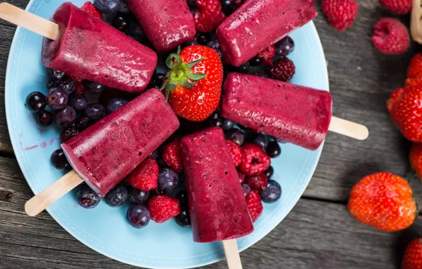 Picture berries, raspberry, food, strawberry, ice cream, dessert, sweet, fruit ice