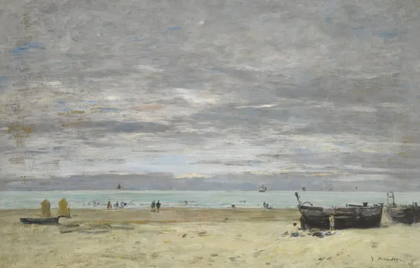 Picture landscape, picture, Eugene Boudin, Eugene Boudin, Boats on the Beach