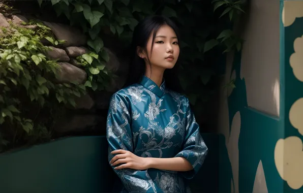 Look, girl, pose, portrait, makeup, Asian, AI art, neural network
