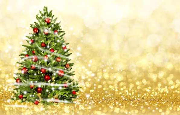 New Year, Christmas, Balls, Tree, Garland