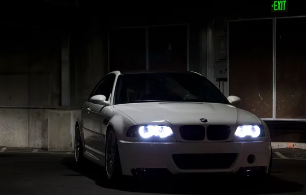 Picture white, bmw, BMW, white, headlights, tinted, e46, black roof