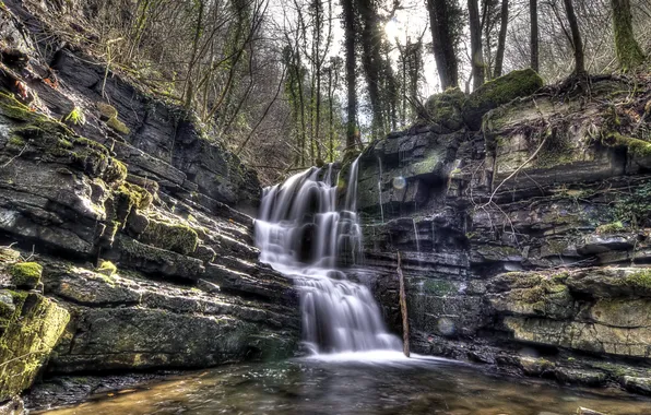 Landscape, nature, river, waterfall