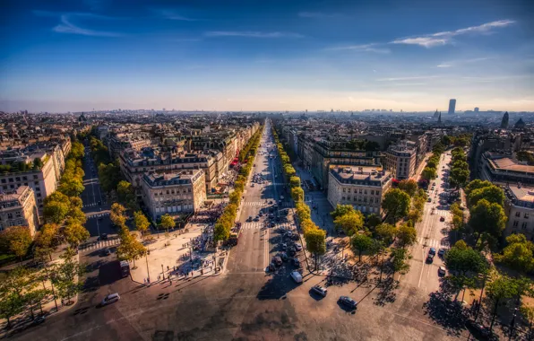 The sky, street, France, Paris, horizon, Champs Elysees