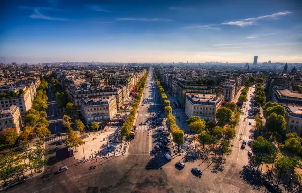 Picture the sky, France, Paris, horizon, street, Champs Elysees