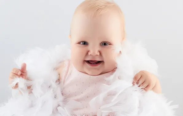 Joy, smile, child, feathers, smile, baby, baby, joy