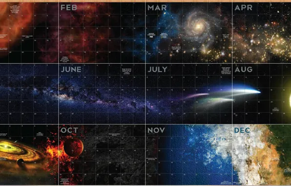 Stars, nebula, the universe, the milky way, calendar