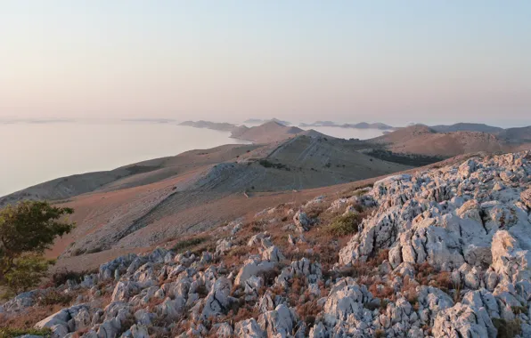 Sea, island, sunrise, croatia, Kornati