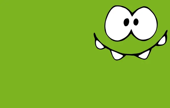 Picture green, small, monster, Lollipop, character, happy, Cut the Rope, minimalism.