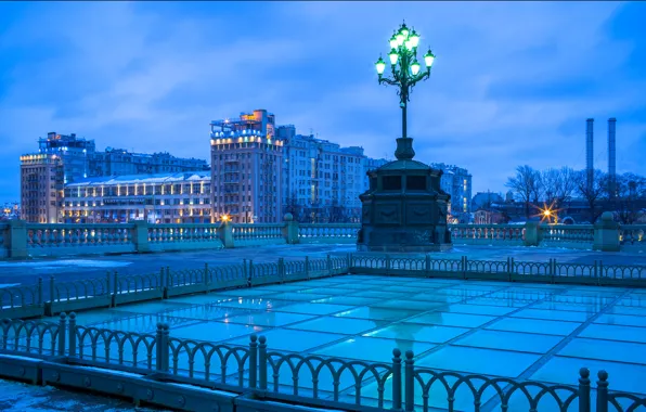 Picture area, lights, Moscow, Russia, Russia, Moscow