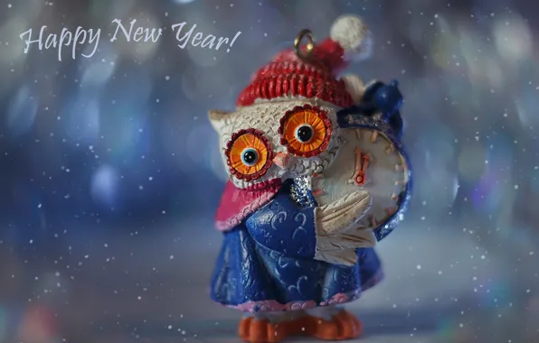 Picture owl, toy, watch, new year, congratulations, Christmas toy