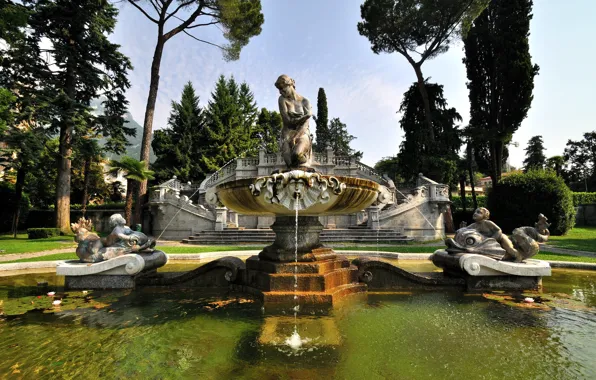 Italy, fountain, lake Como, Lombardy, Tremezzo, Villa Mayer