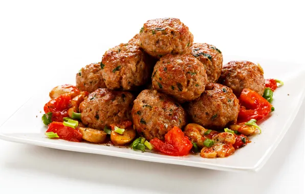 Meat, vegetables, tomatoes, tomatoes, burgers, meat, cutlets, noisettes