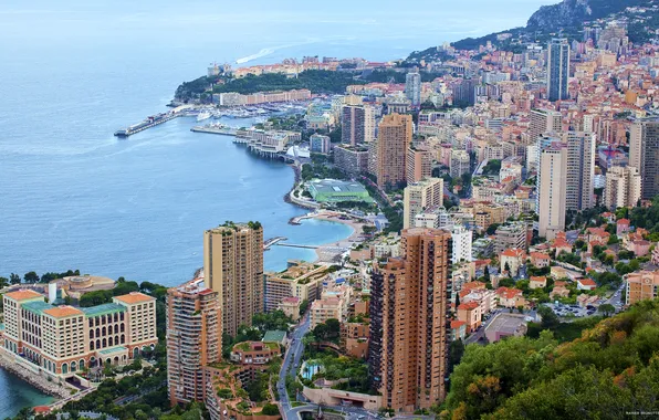 Sea, city, shore, coast, home, France, Monaco
