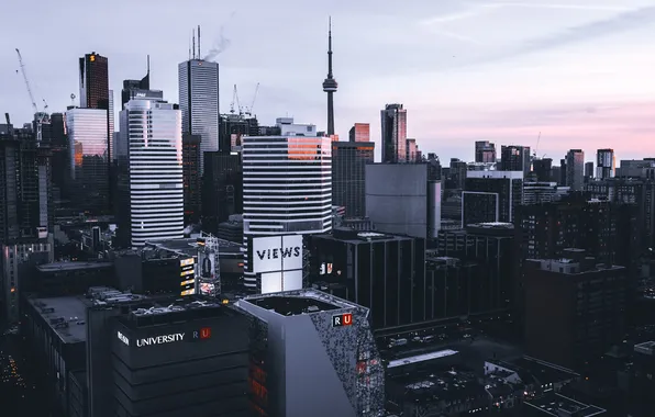 City, Canada, Urban, Sunset, Street, Toronto, Architecture, Cityscape